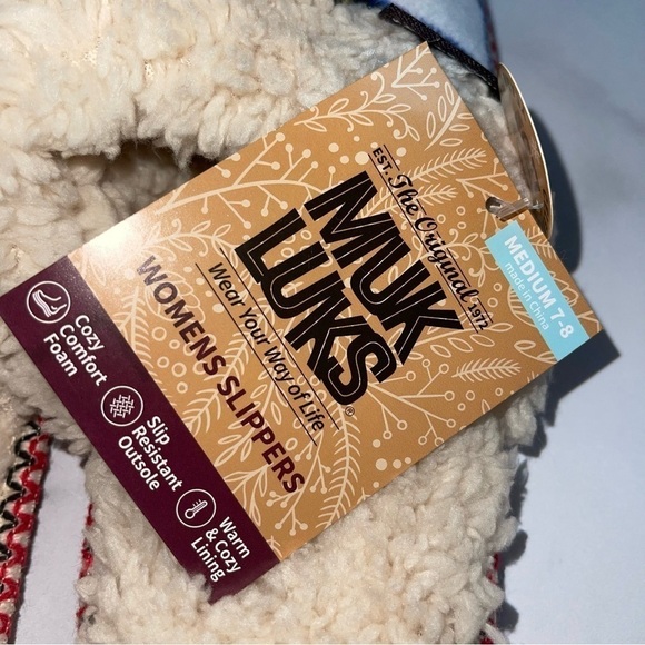 Muk Luks Women’s Size Medium (7-8) Plaid Slippers closed toe NWT - Picture 7 of 8